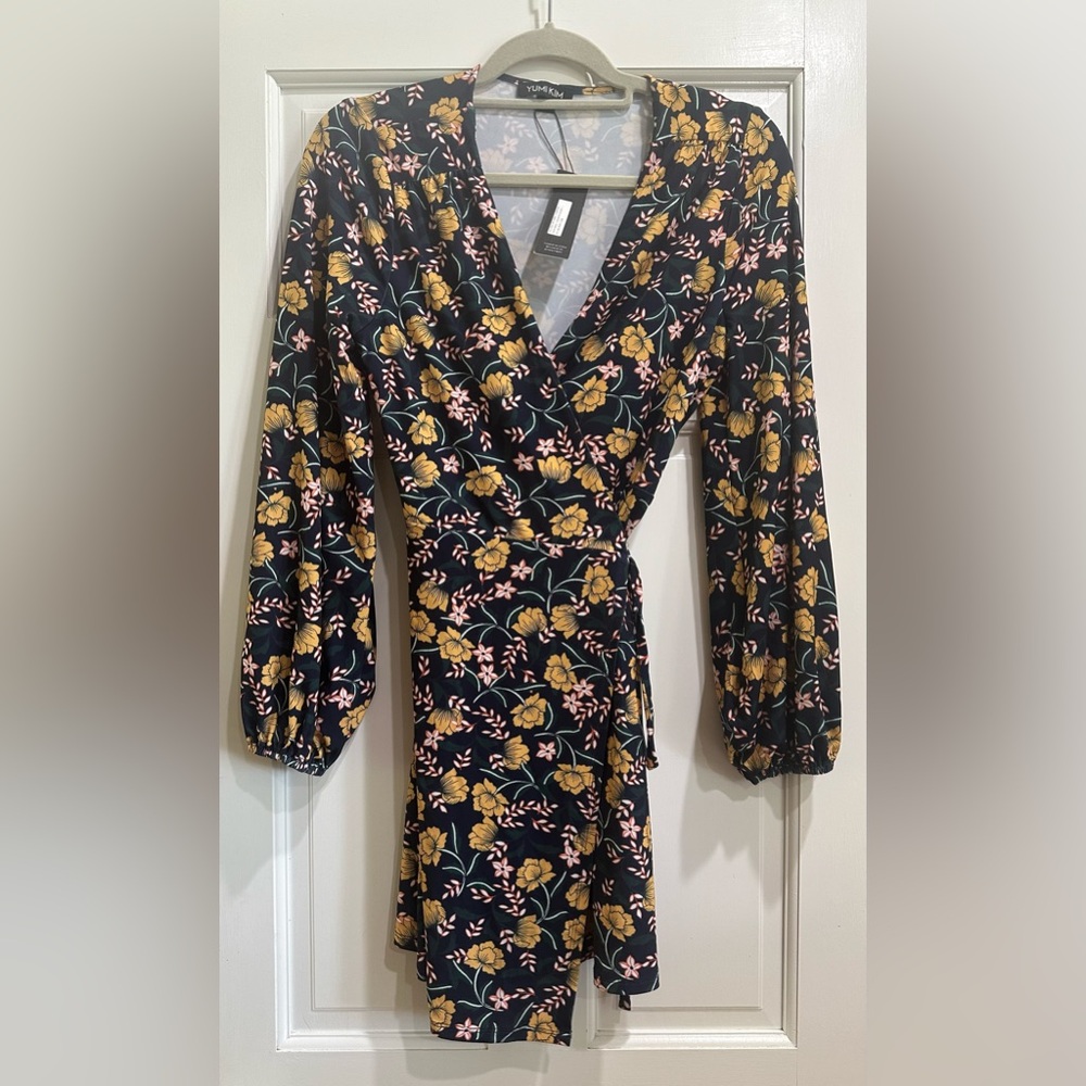 YUMI KIM Cocktail Hour Wrap Long Sleeve Dress  Country Escape -Size Small